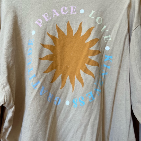 Pura Vida long sleeved tshirt. Yellow. Small petite. Peace Love Kindness. NWOT. - Picture 3 of 5